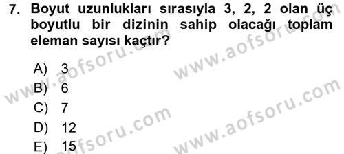 Algoritmalar Ve Programlama Dersi 2017 - 2018 Yılı (Vize) Ara Sınav Soruları 7. Soru
