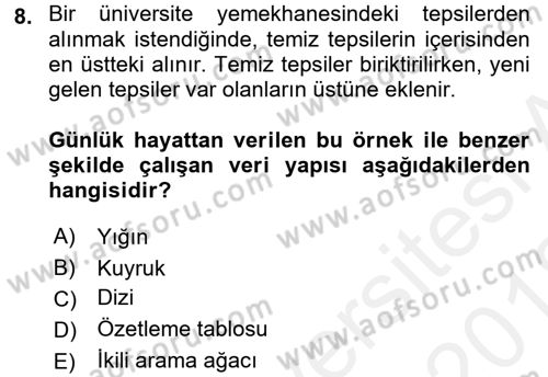 Algoritmalar Ve Programlama Dersi 2017 - 2018 Yılı (Vize) Ara Sınav Soruları 8. Soru
