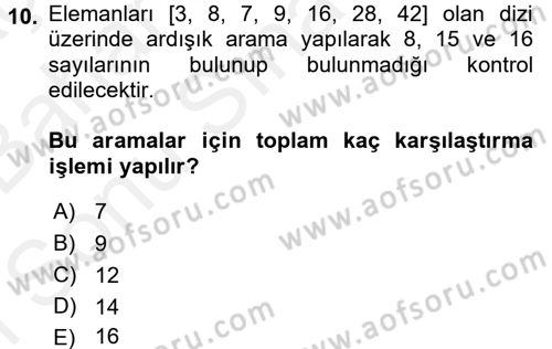 Algoritmalar Ve Programlama Dersi 2017 - 2018 Yılı (Final) Dönem Sonu Sınav Soruları 10. Soru