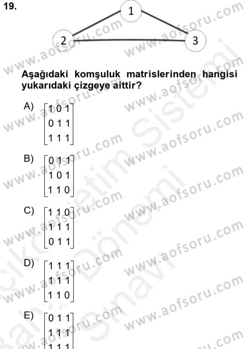 Algoritmalar Ve Programlama Dersi 2017 - 2018 Yılı (Final) Dönem Sonu Sınav Soruları 19. Soru