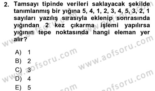 Algoritmalar Ve Programlama Dersi 2017 - 2018 Yılı (Final) Dönem Sonu Sınav Soruları 2. Soru