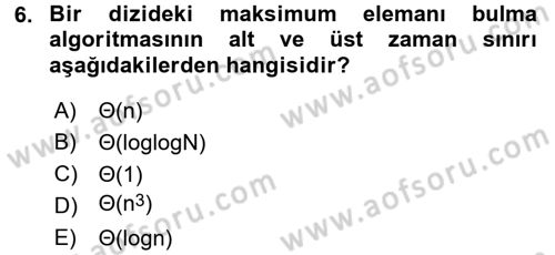 Algoritmalar Ve Programlama Dersi 2017 - 2018 Yılı (Final) Dönem Sonu Sınav Soruları 6. Soru