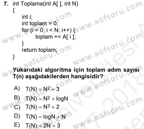 Algoritmalar Ve Programlama Dersi 2017 - 2018 Yılı (Final) Dönem Sonu Sınav Soruları 7. Soru