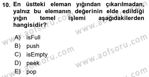 Algoritmalar Ve Programlama Dersi 2018 - 2019 Yılı (Vize) Ara Sınav Soruları 10. Soru