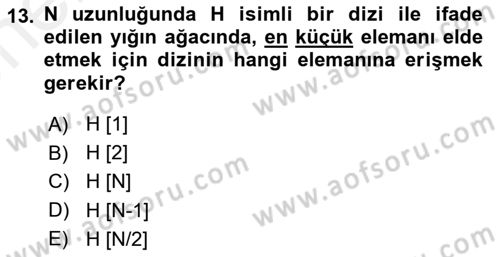 Algoritmalar Ve Programlama Dersi 2018 - 2019 Yılı (Vize) Ara Sınav Soruları 13. Soru