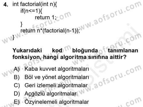 Algoritmalar Ve Programlama Dersi 2018 - 2019 Yılı (Vize) Ara Sınav Soruları 4. Soru