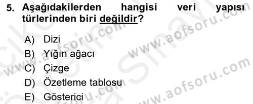 Algoritmalar Ve Programlama Dersi 2018 - 2019 Yılı (Vize) Ara Sınav Soruları 5. Soru