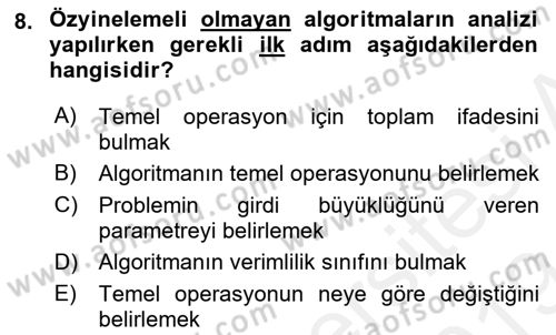 Algoritmalar Ve Programlama Dersi 2018 - 2019 Yılı (Final) Dönem Sonu Sınav Soruları 8. Soru