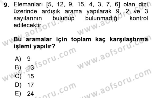 Algoritmalar Ve Programlama Dersi 2018 - 2019 Yılı (Final) Dönem Sonu Sınav Soruları 9. Soru