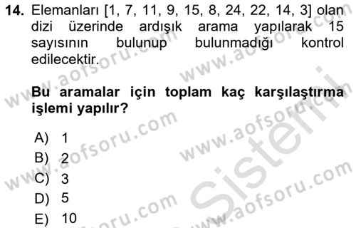 Algoritmalar Ve Programlama Dersi 2020 - 2021 Yılı Yaz Okulu Sınav Soruları 14. Soru