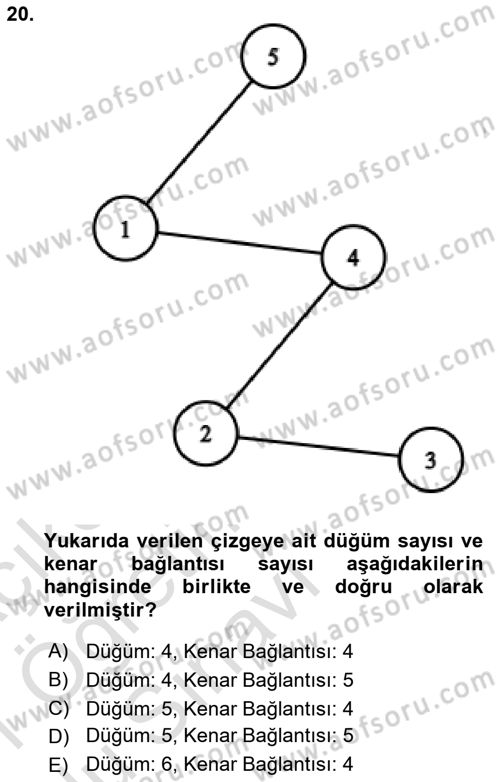 Algoritmalar Ve Programlama Dersi 2020 - 2021 Yılı Yaz Okulu Sınav Soruları 20. Soru