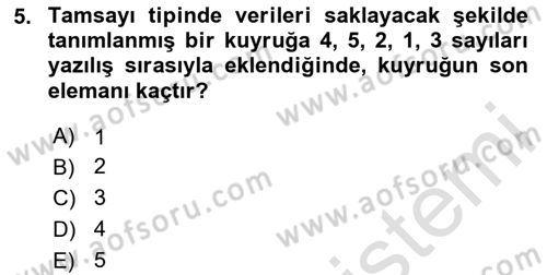 Algoritmalar Ve Programlama Dersi 2020 - 2021 Yılı Yaz Okulu Sınav Soruları 5. Soru