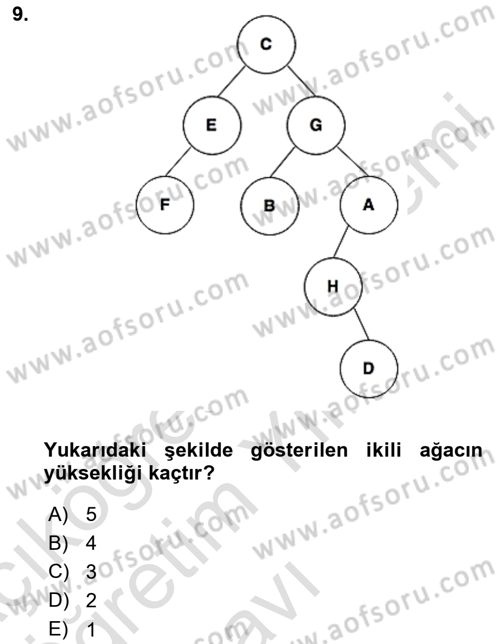 Algoritmalar Ve Programlama Dersi 2020 - 2021 Yılı Yaz Okulu Sınav Soruları 9. Soru
