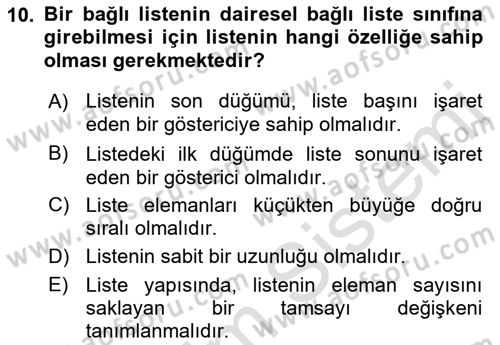 Algoritmalar Ve Programlama Dersi 2021 - 2022 Yılı (Vize) Ara Sınav Soruları 10. Soru