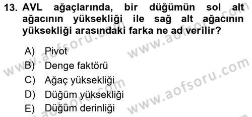 Algoritmalar Ve Programlama Dersi 2021 - 2022 Yılı (Vize) Ara Sınav Soruları 13. Soru