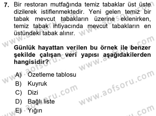 Algoritmalar Ve Programlama Dersi 2021 - 2022 Yılı (Vize) Ara Sınav Soruları 7. Soru