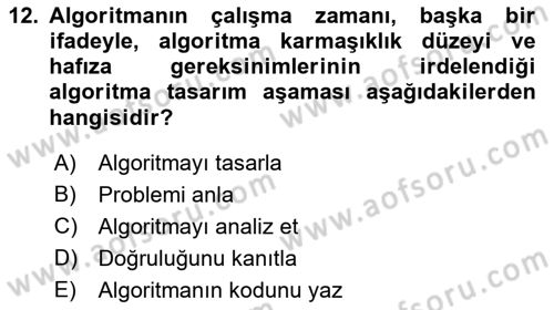 Algoritmalar Ve Programlama Dersi Yaz Okulu Sınavı Deneme Sınav Soruları 12. Soru