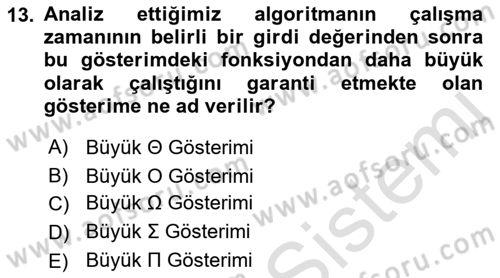 Algoritmalar Ve Programlama Dersi 2021 - 2022 Yılı Yaz Okulu Sınav Soruları 13. Soru