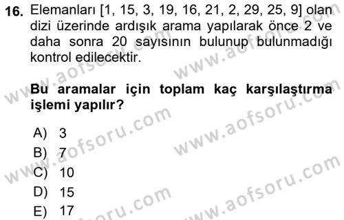 Algoritmalar Ve Programlama Dersi 2021 - 2022 Yılı Yaz Okulu Sınav Soruları 16. Soru