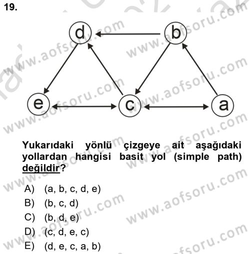 Algoritmalar Ve Programlama Dersi 2021 - 2022 Yılı Yaz Okulu Sınav Soruları 19. Soru