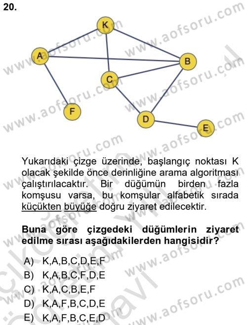 Algoritmalar Ve Programlama Dersi 2021 - 2022 Yılı Yaz Okulu Sınav Soruları 20. Soru