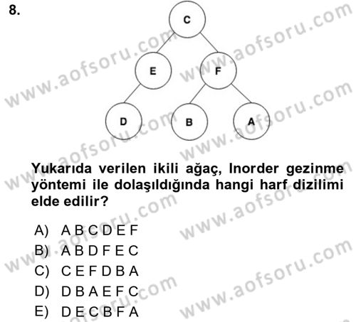 Algoritmalar Ve Programlama Dersi 2021 - 2022 Yılı Yaz Okulu Sınav Soruları 8. Soru