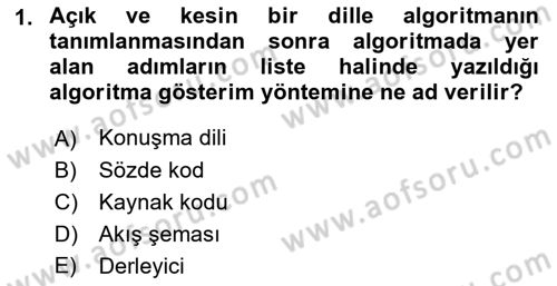 Algoritmalar Ve Programlama Dersi 2022 - 2023 Yılı Yaz Okulu Sınav Soruları 1. Soru