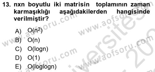 Algoritmalar Ve Programlama Dersi 2022 - 2023 Yılı Yaz Okulu Sınav Soruları 13. Soru