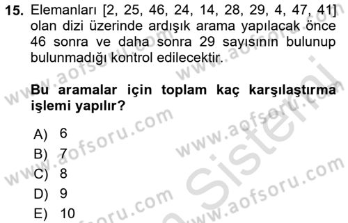 Algoritmalar Ve Programlama Dersi 2022 - 2023 Yılı Yaz Okulu Sınav Soruları 15. Soru