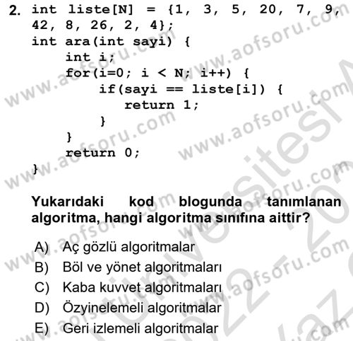 Algoritmalar Ve Programlama Dersi 2022 - 2023 Yılı Yaz Okulu Sınav Soruları 2. Soru