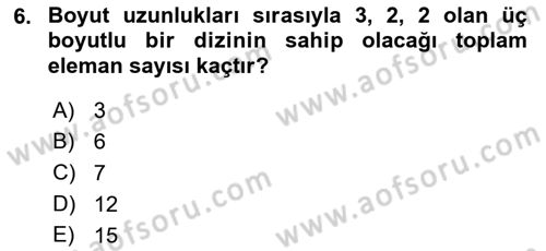 Algoritmalar Ve Programlama Dersi 2022 - 2023 Yılı Yaz Okulu Sınav Soruları 6. Soru