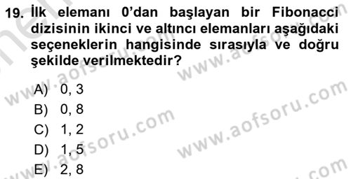 Algoritmalar Ve Programlama Dersi 2023 - 2024 Yılı (Vize) Ara Sınav Soruları 19. Soru
