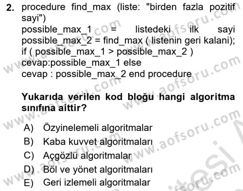 Algoritmalar Ve Programlama Dersi 2023 - 2024 Yılı (Vize) Ara Sınav Soruları 2. Soru