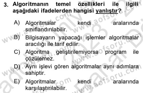 Algoritmalar Ve Programlama Dersi 2023 - 2024 Yılı (Vize) Ara Sınav Soruları 3. Soru