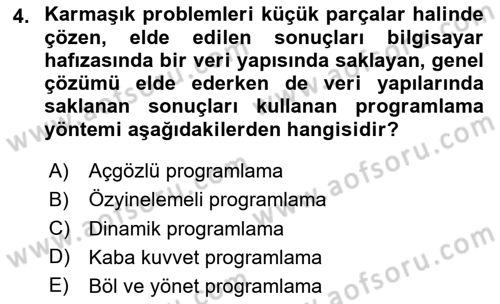 Algoritmalar Ve Programlama Dersi 2023 - 2024 Yılı (Vize) Ara Sınav Soruları 4. Soru