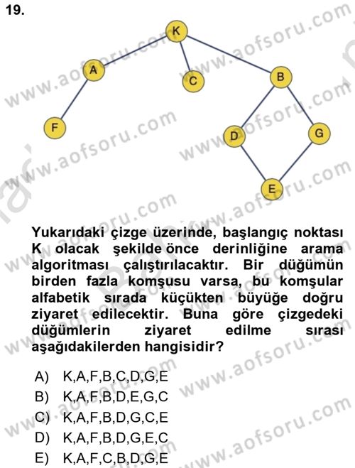 Algoritmalar Ve Programlama Dersi 2023 - 2024 Yılı (Final) Dönem Sonu Sınav Soruları 19. Soru