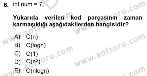 Algoritmalar Ve Programlama Dersi 2023 - 2024 Yılı (Final) Dönem Sonu Sınav Soruları 6. Soru
