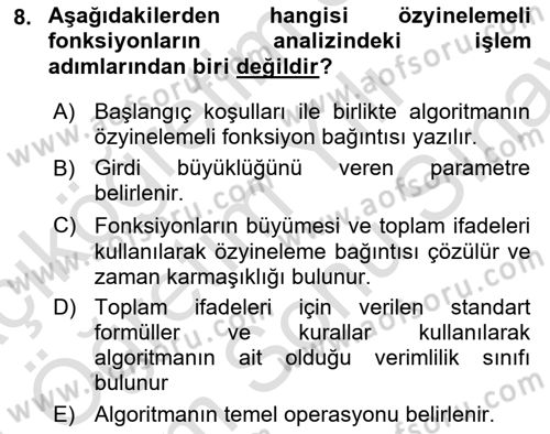 Algoritmalar Ve Programlama Dersi 2023 - 2024 Yılı (Final) Dönem Sonu Sınav Soruları 8. Soru