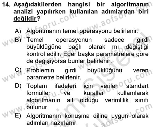 Algoritmalar Ve Programlama Dersi 2023 - 2024 Yılı Yaz Okulu Sınav Soruları 14. Soru