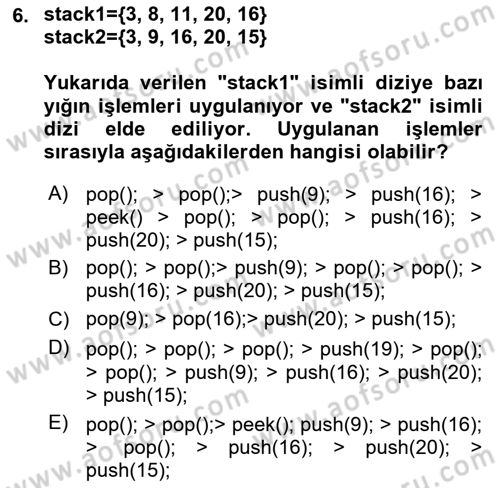Algoritmalar Ve Programlama Dersi Yaz Okulu Sınavı Deneme Sınav Soruları 6. Soru