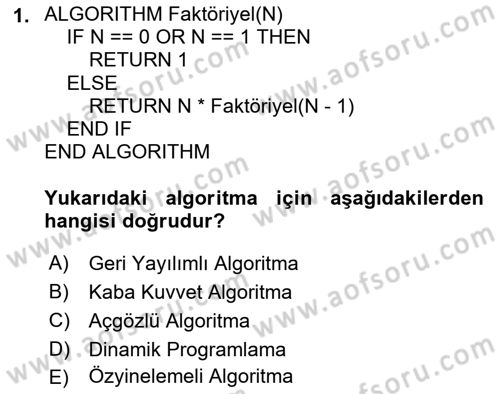 Algoritmalar Ve Programlama Dersi 2024 - 2025 Yılı (Vize) Ara Sınav Soruları 1. Soru