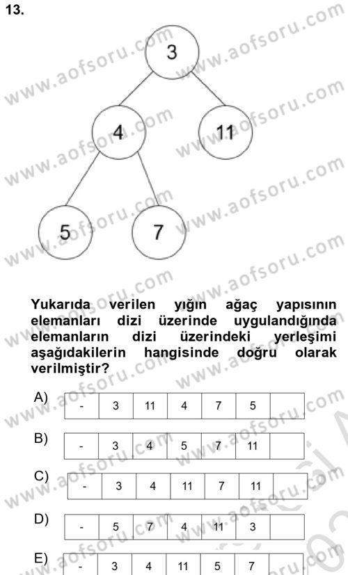 Algoritmalar Ve Programlama Dersi 2024 - 2025 Yılı (Vize) Ara Sınav Soruları 13. Soru