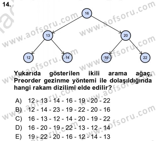 Algoritmalar Ve Programlama Dersi 2024 - 2025 Yılı (Vize) Ara Sınav Soruları 14. Soru