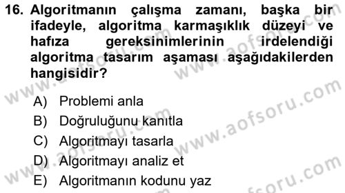 Algoritmalar Ve Programlama Dersi 2024 - 2025 Yılı (Vize) Ara Sınav Soruları 16. Soru