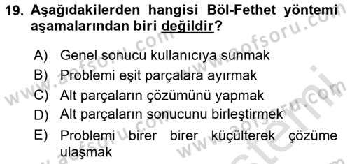 Algoritmalar Ve Programlama Dersi 2024 - 2025 Yılı (Vize) Ara Sınav Soruları 19. Soru