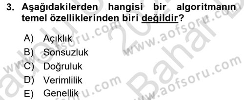 Algoritmalar Ve Programlama Dersi 2024 - 2025 Yılı (Vize) Ara Sınav Soruları 3. Soru