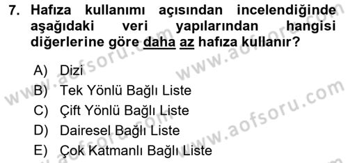 Algoritmalar Ve Programlama Dersi 2024 - 2025 Yılı (Vize) Ara Sınav Soruları 7. Soru