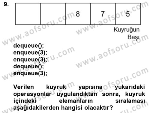 Algoritmalar Ve Programlama Dersi 2024 - 2025 Yılı (Vize) Ara Sınav Soruları 9. Soru