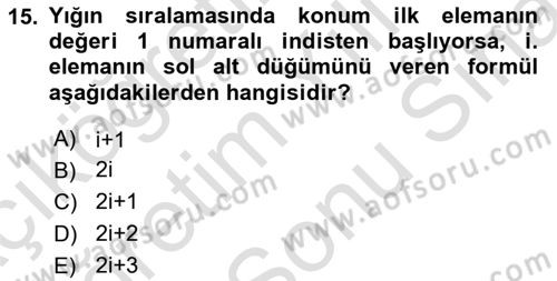 Algoritmalar Ve Programlama Dersi 2024 - 2025 Yılı (Final) Dönem Sonu Sınav Soruları 15. Soru