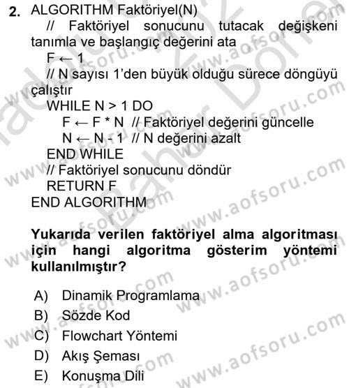 Algoritmalar Ve Programlama Dersi 2024 - 2025 Yılı (Final) Dönem Sonu Sınav Soruları 2. Soru